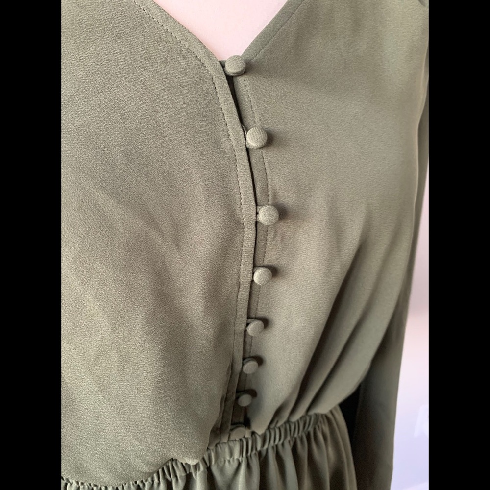 Worthington Olive Green Long Sleeve Blouse - Picture 6 of 11